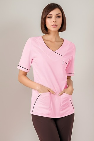 Блуза женская м611 сансара розовый/коричневый