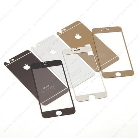 Стекло защитное SOTOMORE для Apple iPhone 4s/ 4 - толщина 0.26 mm в упаковке 2в1 зеркальные голубые