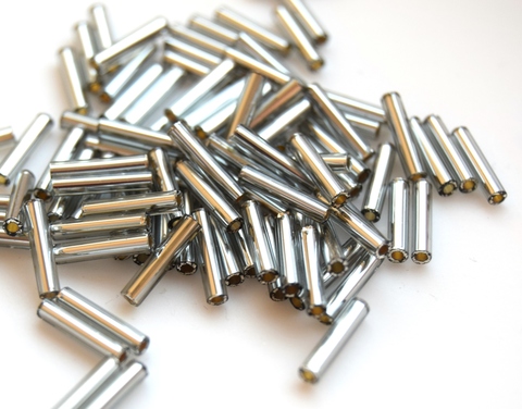 Стеклярус Тохо 9 мм 0029 темно-серебристый