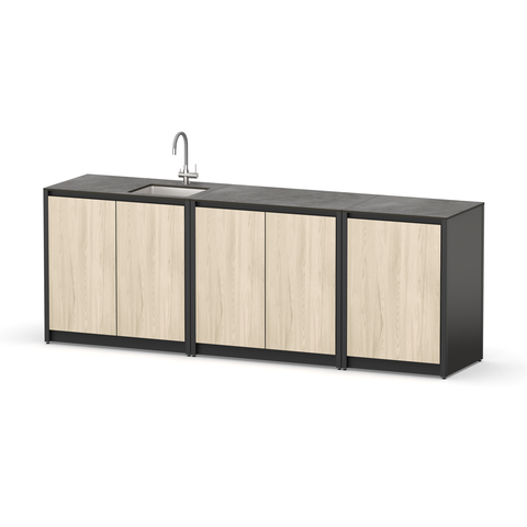 Уличная кухня Lounge C-105S, 2.4 м, дуб сонома/черный мрамор