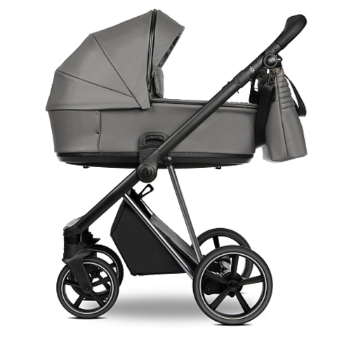 ROAN Коляска 2 в1 Sol Luxury короб + прогулка leather/Glacier Gray/Nickel/руч.Black/к.Black(2 места)