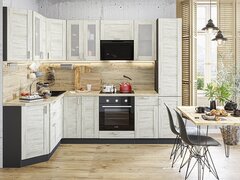 Угловая модульная кухня Лофт-04 Nordic Oak - Graphite 2140*1700/2600*600