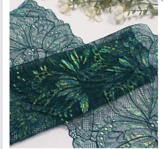 Кружево эластичное изумруд/люрекс 22 см