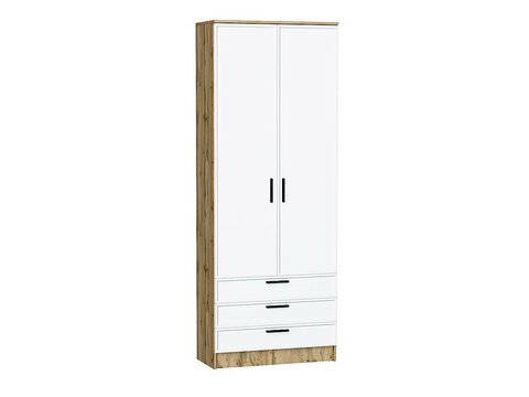 Шкаф двухстворчатый Стиль ШК-803 с ящиками White Silk Дуб Вотан