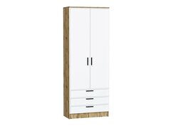Шкаф двухстворчатый Стиль ШК-803 с ящиками White Silk Дуб Вотан