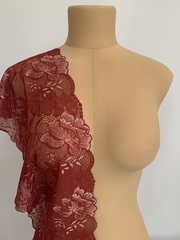 Кружево эластичное бордо/цветы 21 см