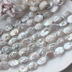 Жемчуг натуральный барочный, монетка, 17,7-18,7 мм, 1 нить, Ж032