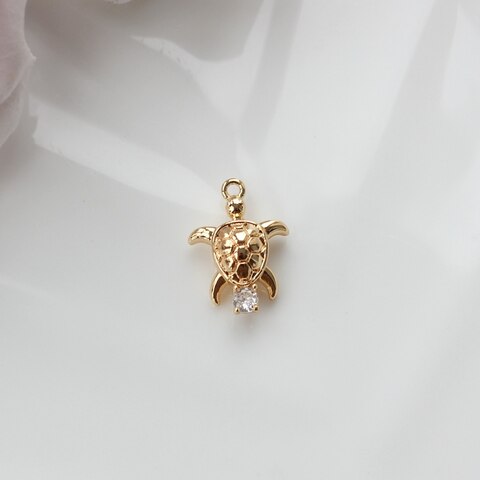 УЦЕНКА!!! Подвеска Черепашка с фианитом 17*12 мм, позолота,У043