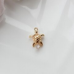 УЦЕНКА!!! Подвеска Черепашка с фианитом 17*12 мм, позолота,У043