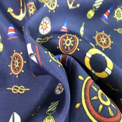 Ткань вискоза синяя якоря 3205