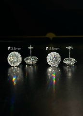 Серьги- пусеты круглые из серебра 925 пробы с муассанитами