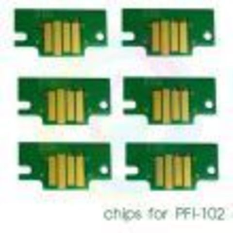 Чипы для картриджей PFI-102 для Canon imagePROGRAF iPF605, iPF710, iPF760, iPF765, iPF510, iPF500, iPF600, iPF610, iPF650, iPF700, iPF720 (комплект 6 цветов)