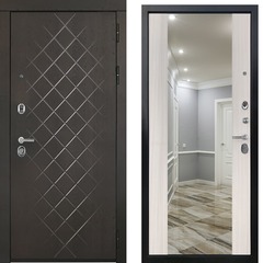 Купить Входная дверь Президент LUXE ПВХ горький шоколад ПВХ сандал белый с зеркалом INFINITY