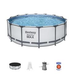 Бассейн каркасный 427х122см BestWay Steel Pro Max 15232л/фильтр-насос 3028л/ч/лестница/тент