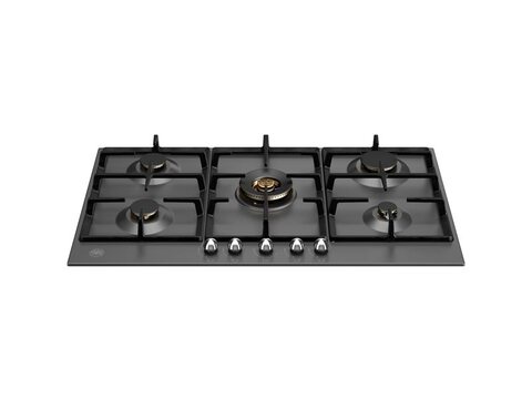 Встраиваемая газовая варочная панель Bertazzoni, с конфоркой dual wok сбоку, 90 см Черный матовый
