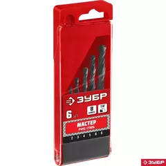 ЗУБР 6 шт, (2-8 мм), сталь Р4М2, класс В, набор сверл по металлу (29605-H6)
