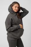 Утепленный спортивный костюм для беременных и кормящих 13125 серый графит