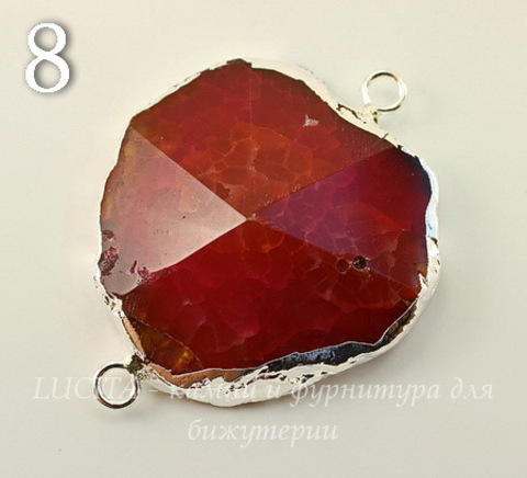 Коннектор (1-1) Агат с огранкой с фольгой (цвет - серебро) (№8 (45х35 мм))