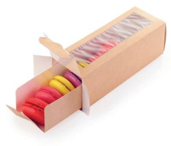 Коробочка на 6 макаронс с окном крафт