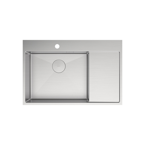 Lemark 9937149 KEZADRA 780L Мойка кухонная с крылом из нерж.стали (чаша слева) цвет:сталь в комплекте крепеж, арматура сливная с прямоуг.переливом, сифон