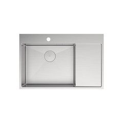 Lemark 9937149 KEZADRA 780L Мойка кухонная с крылом из нерж.стали (чаша слева) цвет:сталь в комплекте крепеж, арматура сливная с прямоуг.переливом, сифон фото