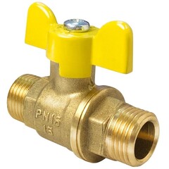 Кран латунный шаровой газовый Valfex.279.LB3 11Б27фтМ, DN 20, PN 40, бабочка, штуцер-штуцер