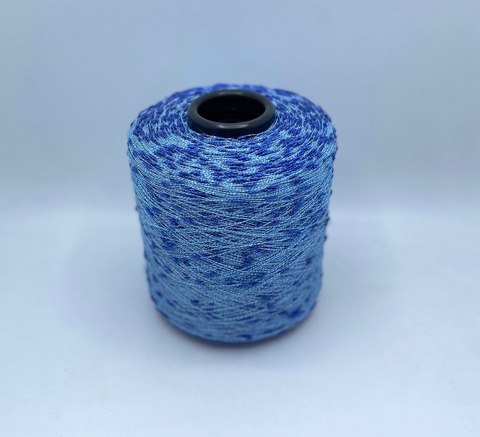Бобинная пряжа (пр.Италия),art-Cosmos 1000/100гр, 80%Хлопок, 20%Люрекс , цвет-Голубой+синие шишибрики. арт.32178