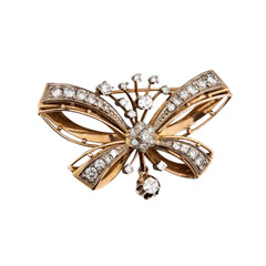 Брошь «Бабочка» СССР с бриллиантами из золота 583 пробы