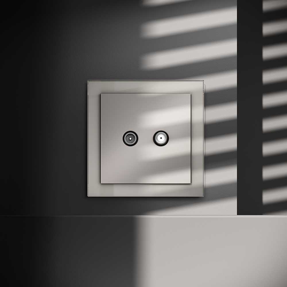 Розетка телевизионнная встраиваемая Voltum S70 оконечная TV+SAT, (кашемир) VLS060403