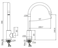 Смеситель для кухни BELZ B70810-7 нержавеющая сталь, черный