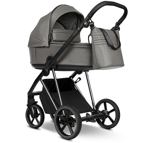 ROAN Коляска 2 в1 Sol Luxury короб + прогулка leather/Glacier Gray/Nickel/руч.Black/к.Black(2 места)