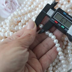 Жемчуг натуральный речной, круглый, 7-8 мм, 1 нить, Ж012