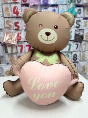 К Сидячая фигура, Мишка коричневый с розовым сердцем, 42