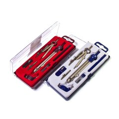 
          Готовальня Alingar, 7 предметов, метал. циркуль,кронциркуль,точилка,грифель,рейсфедерная вставка,держатель,универсал.держ. пластик. футляр, европодвес