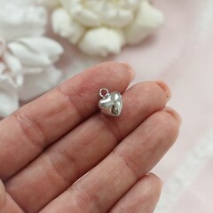 Подвеска Сердце дутое 10 мм, родий. П866