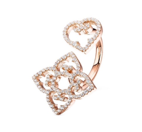 Mother and Child Ring, Rose Gold , Cubic Zircons