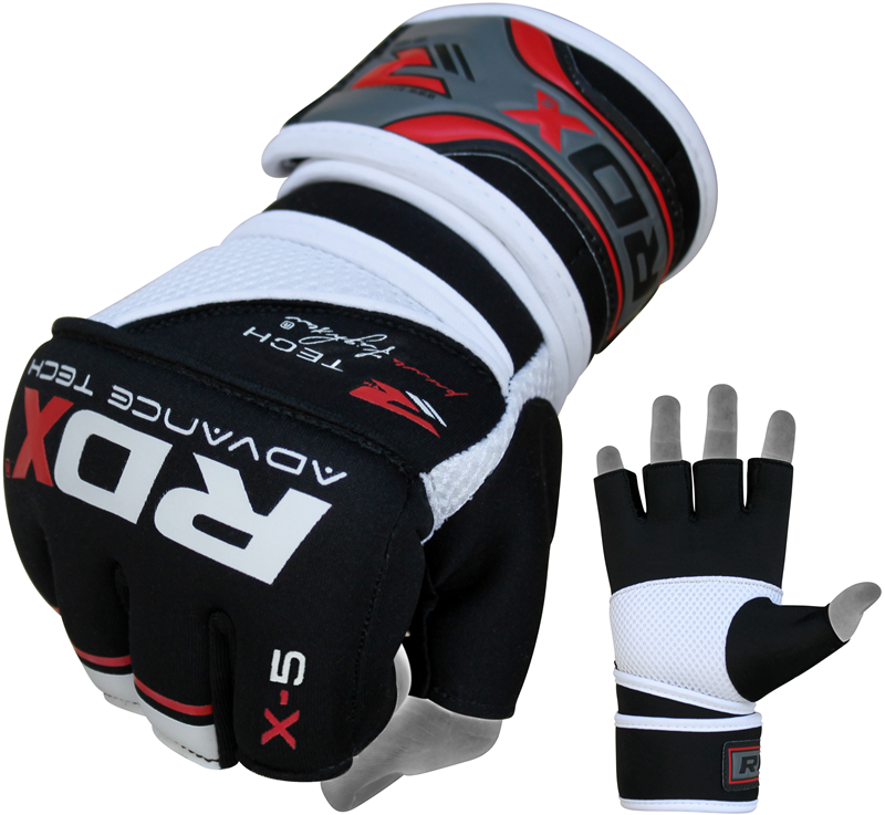 Капы и бинты Быстрые бинты RDX Gel MMA Grappling Gloves X5 Black/Red 1.png