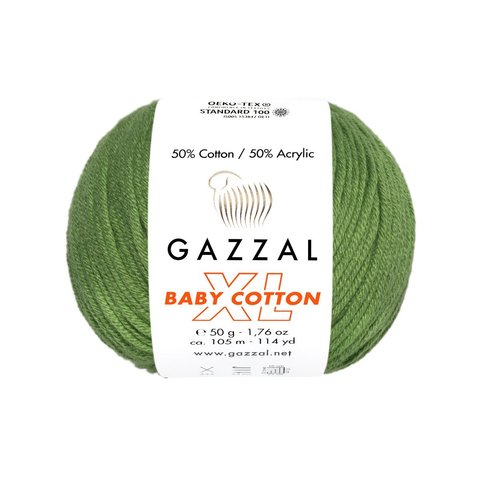 Пряжа Gazzal Baby Cotton XL 3449 трава