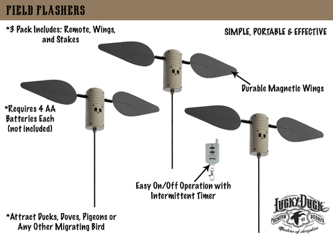 Комплект из 3-х активных механических приманок для высадки на сушу/воду Lucky Duck Field Flasher c пультом д/у