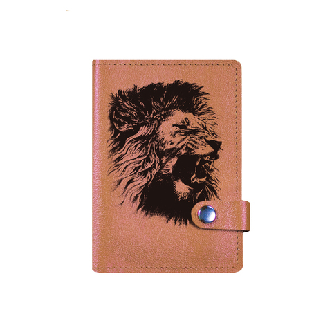 Обложка на паспорт и автодокументы "Оскал льва", рыжая