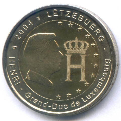 2 евро 2004 год. Люксембург. Герцог Анри Нассау. Биметалл UNC