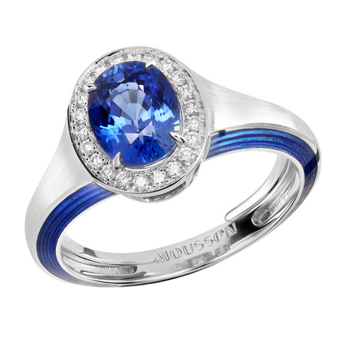 Кольцо с Сапфиром и Бриллиантами, Эмаль, R0143-0/4