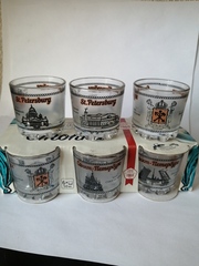 Набор стопок из 6 шт. С красным и бронзой. Стопка Гладкая