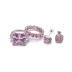 47939- Кольцо-дорожка из серебра с розовыми цирконами огранки принцесса