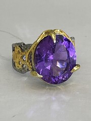 Дезири-аметист (серебряное кольцо с позолотой)