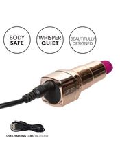 Золотистый вибратор-помада с пурпурным мягким кончиком Hide & Play Rechargeable Lipstick - 