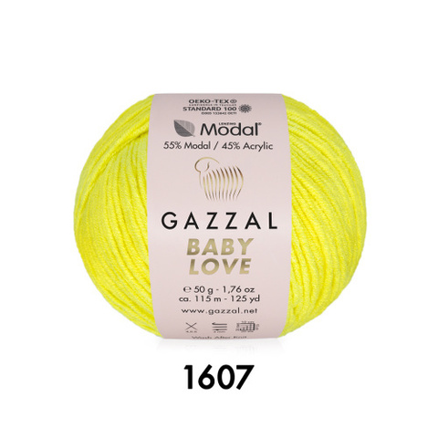 Пряжа Gazzal Baby Love 1607 жёлтый (уп.10 мотков)