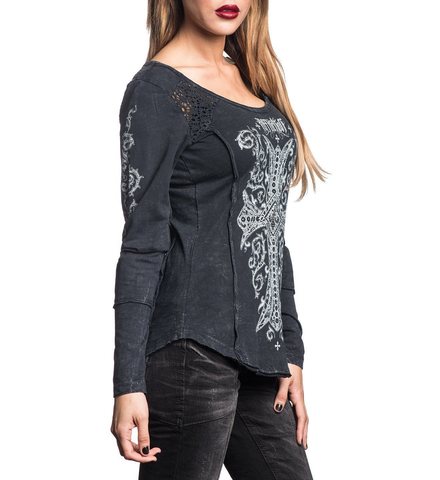 Affliction | Футболка лонгслив женская SILVERSTREAM AW13789 правый бок