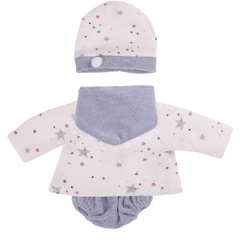 Munecas Antonio Juan Одежда для кукол и пупсов 30-35 см, кофта велюровая, трусики, слюнявчик, шапка (91033-29)