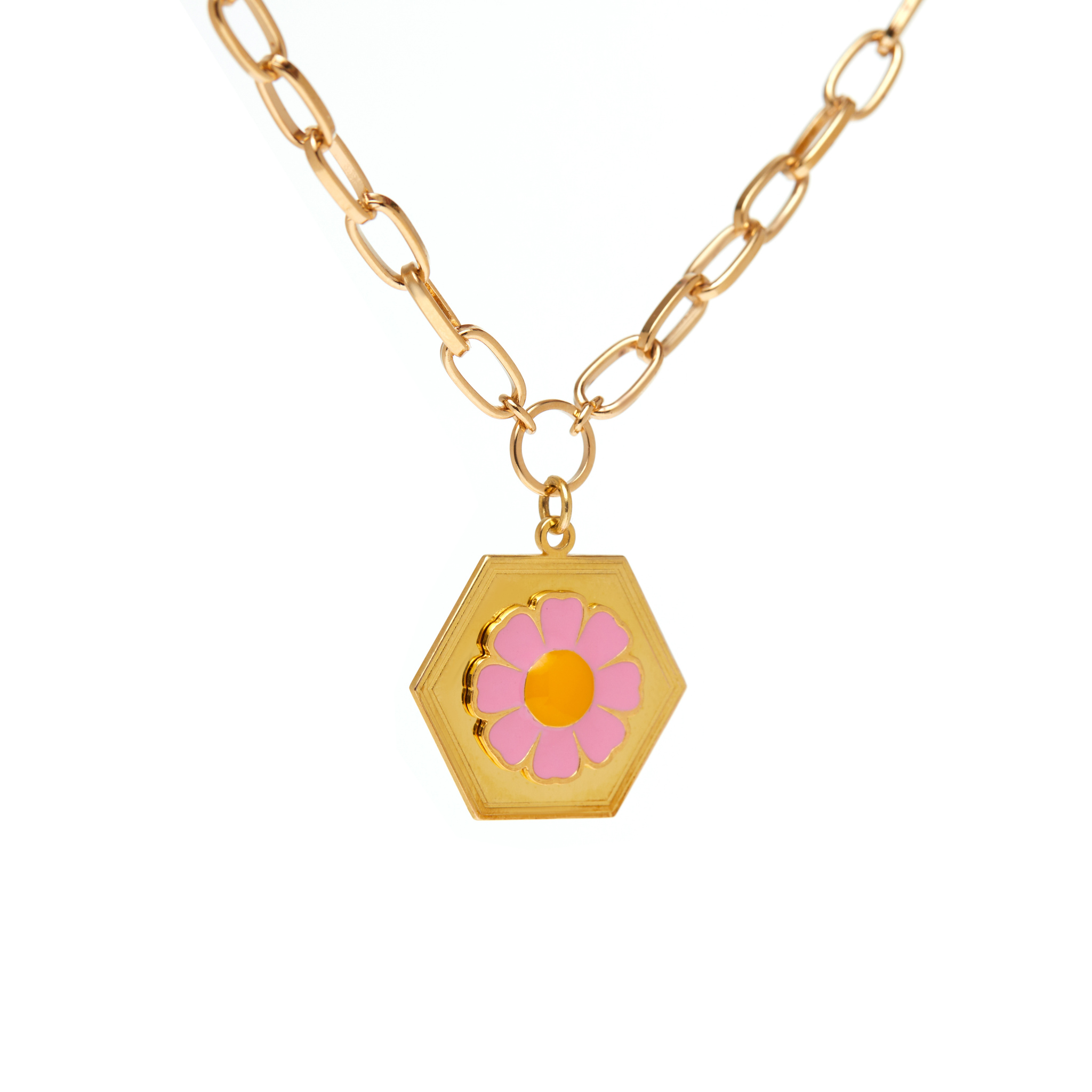 WILHELMINA GARCIA Колье Gold Pink Daisy Necklace wilhelmina garcia колье stardust locket knitted necklace – pink